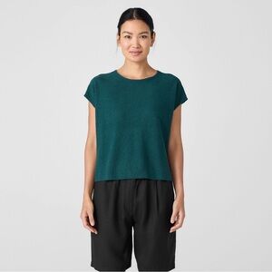 Eileen Fisher Teal Linen Boxy Top